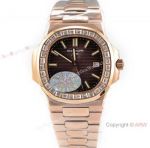 (OE)Swiss Copy Patek Philippe Nautilus 5713g Brown Dial Diamond Watch 40mm